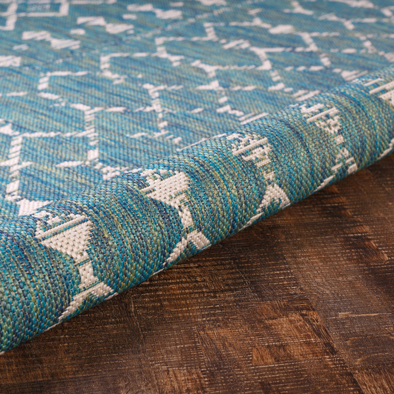 Tapis intérieur / extérieur bleu Maja Ocean, Rectangle 8 pi x 10 pi