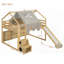 Structure de lit mezzanine en bois pleine grandeur avec tente - L 78,1 po x l 99,9 po x H 73 po, aucun sommier requis, support solide-1596597125