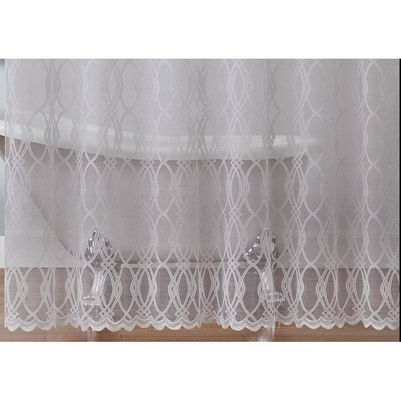 Cariann Geometric Shower Curtain, White, 84"H x 72"W