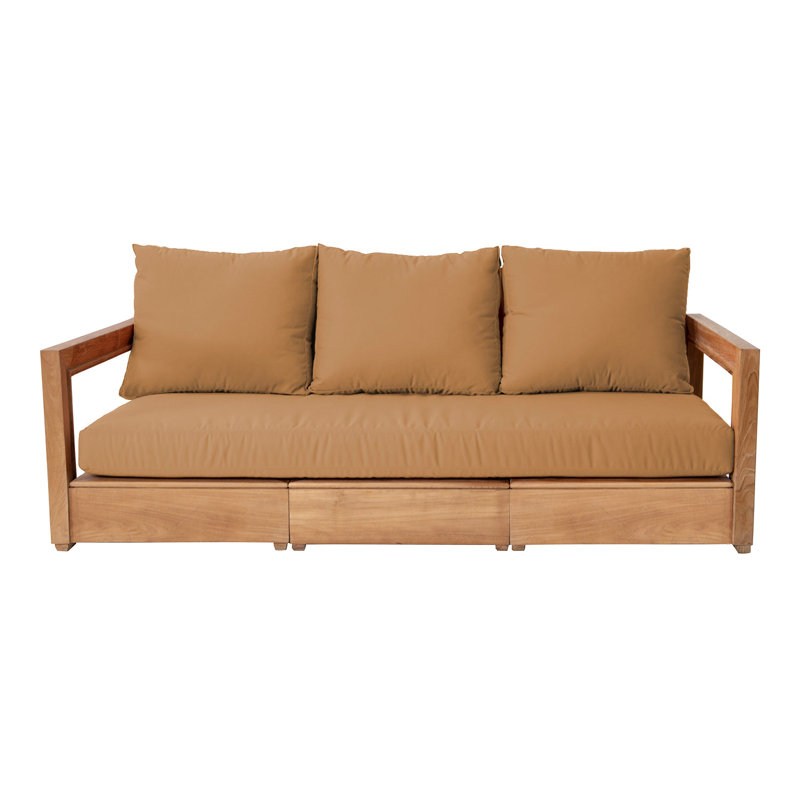 Iromel 82'' Wide Teak Patio Sofa with Sunbrella® Cushions, Camel