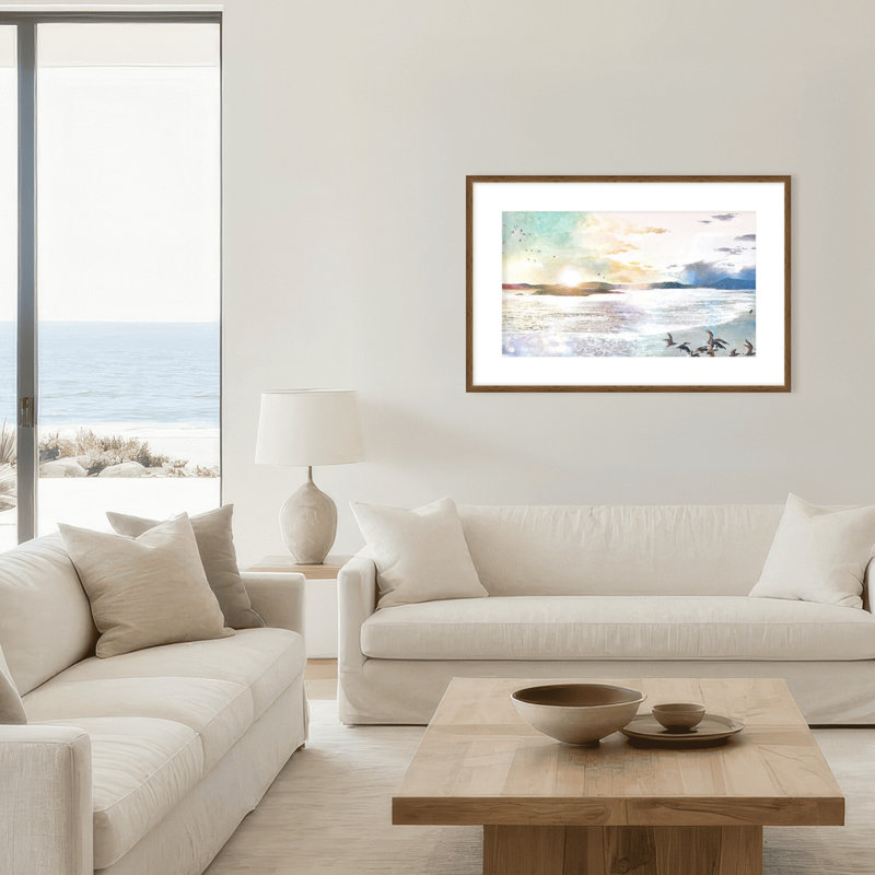 Ephemera Print by Stefanie Bales, Framed Matted Print, Beige, 16" H x 24" W x 1.125" D