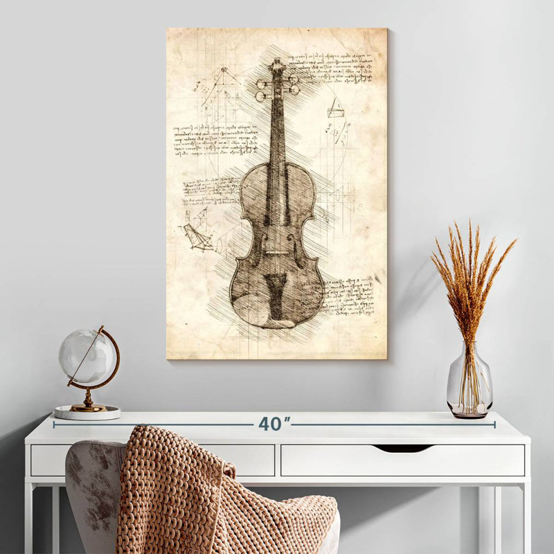 Abarca Old Violin Blueprint, H 30 po x l 20 po