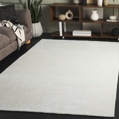 Maynie Hand Tufted Wool/Viscose/Cotton Solid Color Rug in Ivory