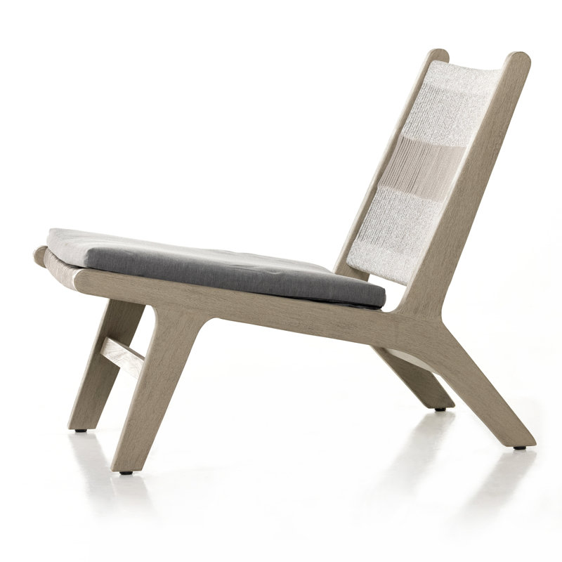 Julian Outdoor Teak Lounge Chair, Heathered Gray Rope, Weathered Gray