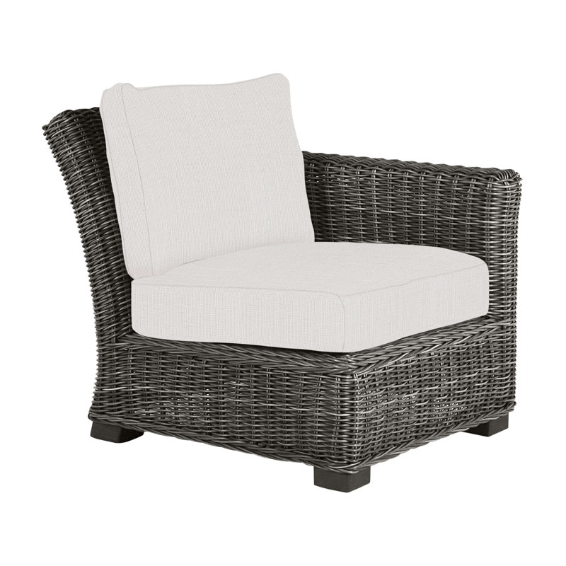 Rustic Woven Sectional Right - Slate Grey, Slate Grey, No Welt, Snow Sunbrella® Linen