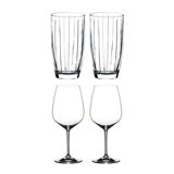 Riedel Crystal Tall All-Purpose Glass And Cabernet Red Wine Glass Set (4 Pack)