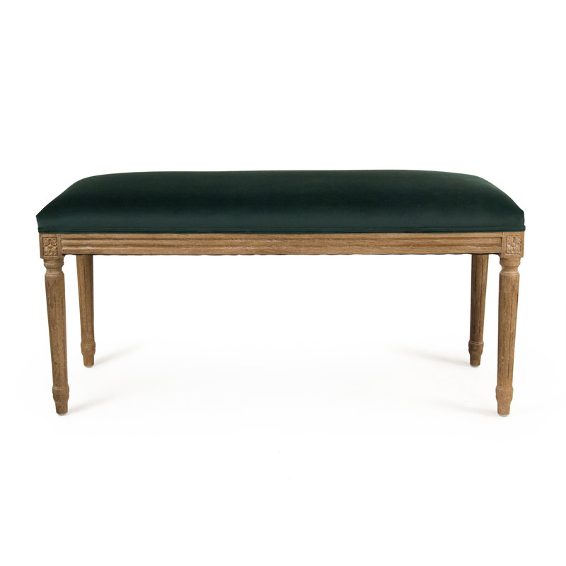 Gallup Upholstered Bench, Green Velvet