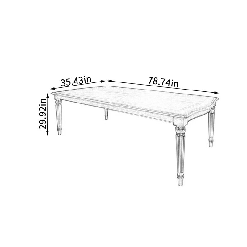Solid Wood Base Dining Table, 35.43" W x 78.74" L