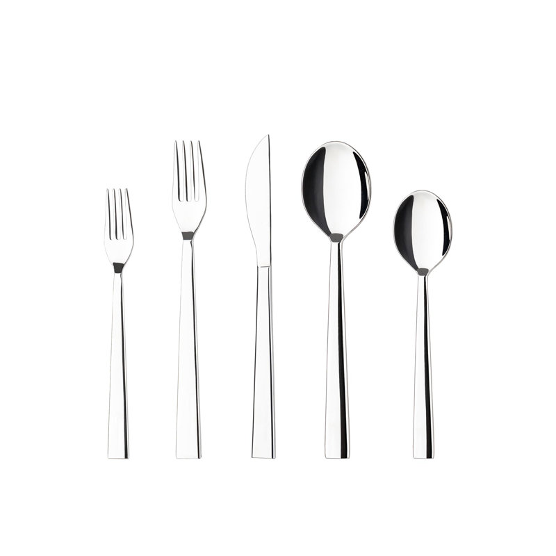 Sen Flatware 5 Pieces, Polished Silver