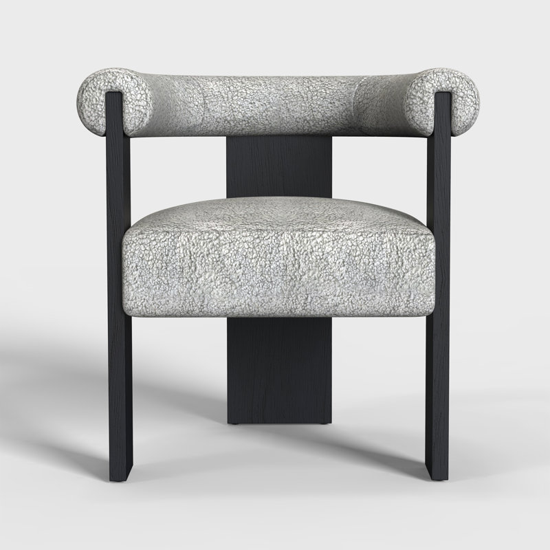 Upholstered Chesterfield Chair, Gray Fabric