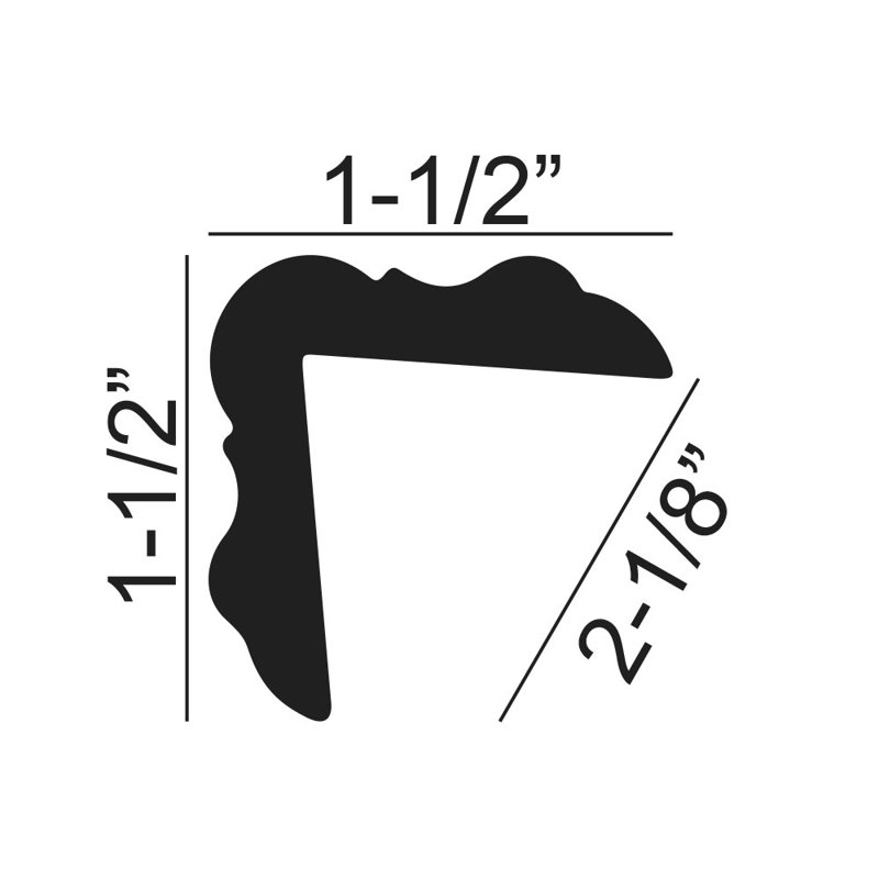 1-1/2 in x 1-1/2 in x 6 in Long Recycled Polystyrene Plain Corner Angle Panel Moulding Sample