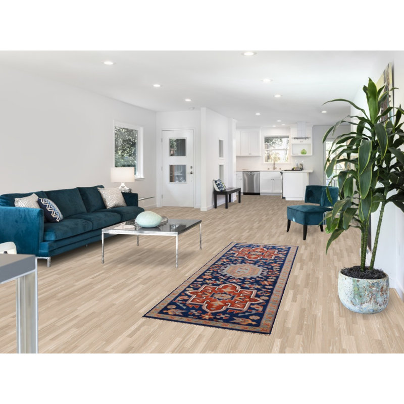 Tapis de couloir indien bleu Kazak