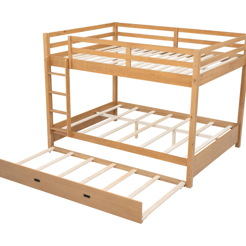 Lit superposé en bois de taille grand avec lit gigogne escamotable, matériau en pin, maximise l'espace de la chambre à coucher, fabrication de lattes solides, peu encombrant pour des garde-corps limités