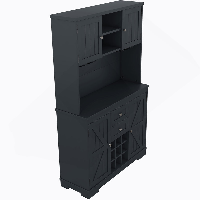 Armoire de cuisine avec rangement Coffee Bar, Bleu très foncé, Argent argent