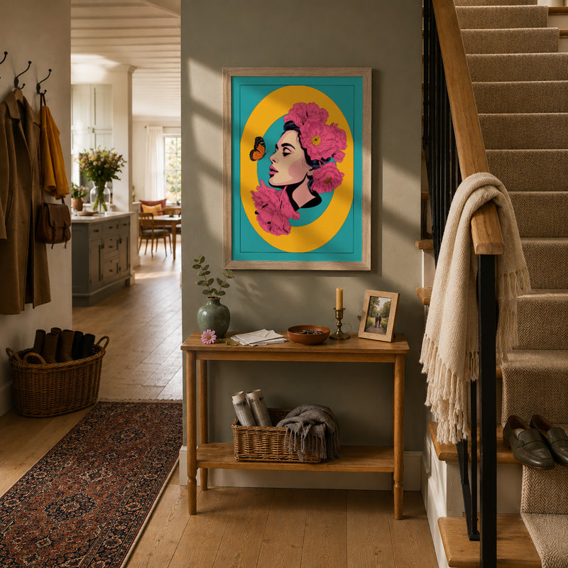 Woman in Bloom Modern - Framed Print, A4 - 29.7 x 21.0 cm, Oak