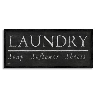 Stupell Industries Laundry Materials Black Rustic Chalkboard Signage By Elizabeth Medley - Floater Frame Textual Art On In Midnight Black Framed Giclee