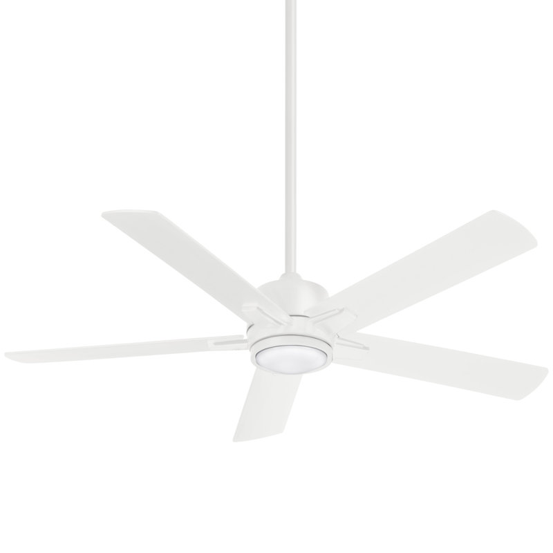 54" 5 - Blade LED Standard Ceiling Fan with Remote Control and Light Kit Included, Flat White