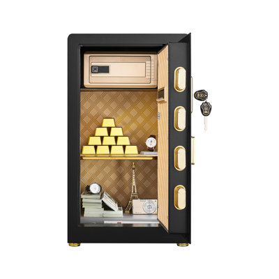 Coffre-fort personnel pour la maison avec serrure numérique, système d'alerte intelligent, étagère amovible, très grand espace de rangement pour documents A4, bijoux et médicaments, en métal avec revêtement anti-rayures, clavier ergonomique et éclairage DEL antivol.