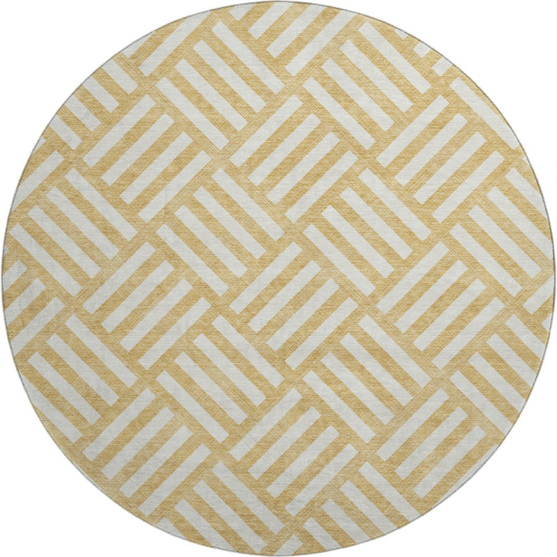 Premium Machine Washable Cerrito Gold Rug, Round 8'