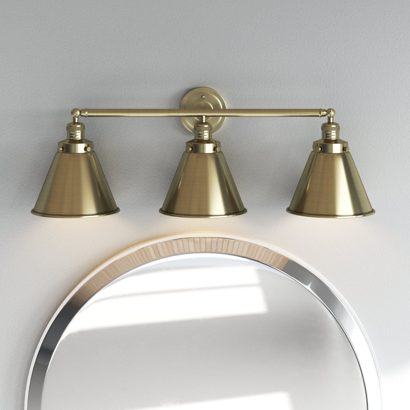 Rouvin 3 Light Dimmable Vanity Light, Antique Brass