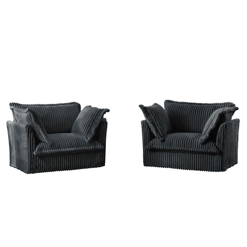Ensemble de 2 fauteuils à housse avec grands coussins moelleux