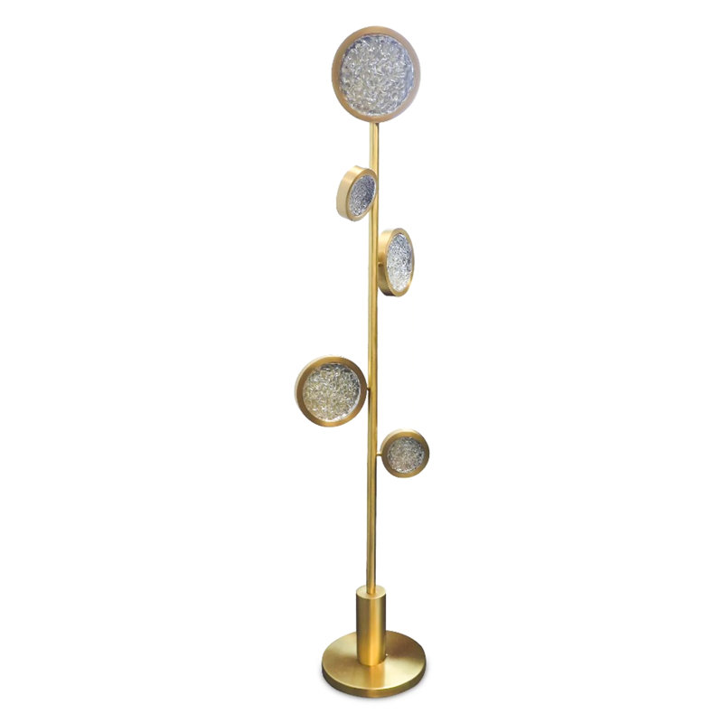 Dainte Luxury Circles Floor Lamp – Modern Sculptural Brass & Glass Floor Light with Matte Black Finish for Living Room