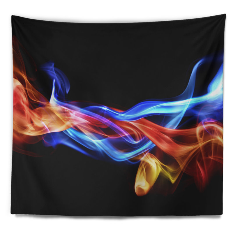 Tapisserie abstraite de feu et de glace, H 50 po x l 60 po