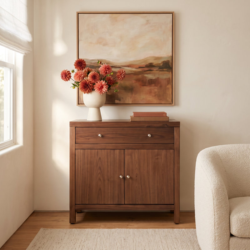 Celine 2-Door Solid Wood Accent Cabinet, Walnut