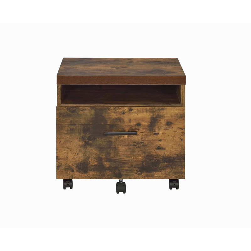 Weathered Oak & Black Finish File Cabinet