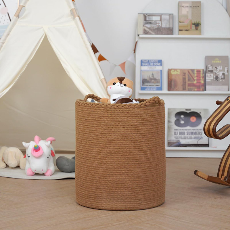 90L Oversize Woven Laundry Basket With Handles, Large Cotton Storage Hamper For Blankets, Clothes, Pillows, Toys And Shoes, Natural Braided Design For Home Organization