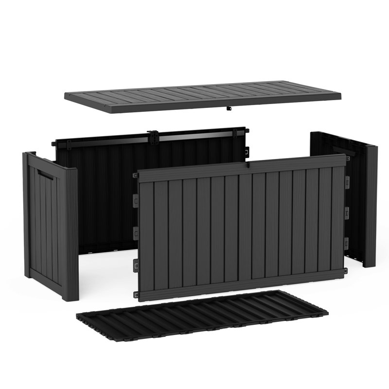 150 Gallon Water Resistant Resin Lockable Deck Box, Black