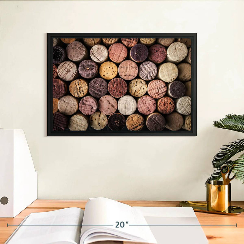 Collection of Wine Corks, Floating Frame Black, 13" X 9"