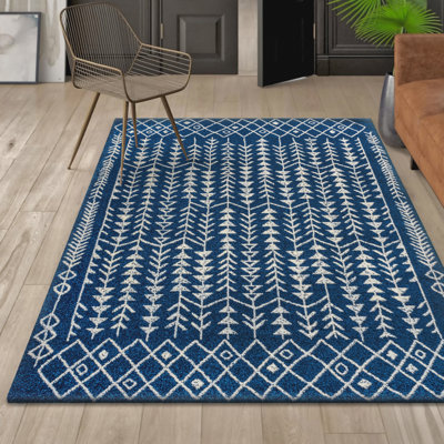 Keishara Moroccan Geometric Navy/Cream Rug