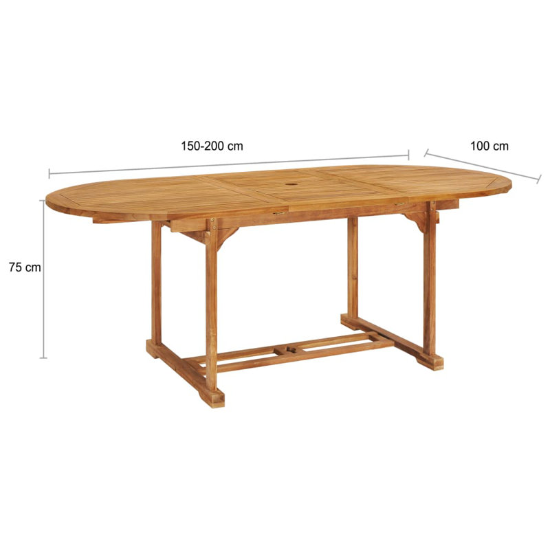 Quadrello 6 - Person Teak Wood Patio Dining Set with Extendable Oval Table