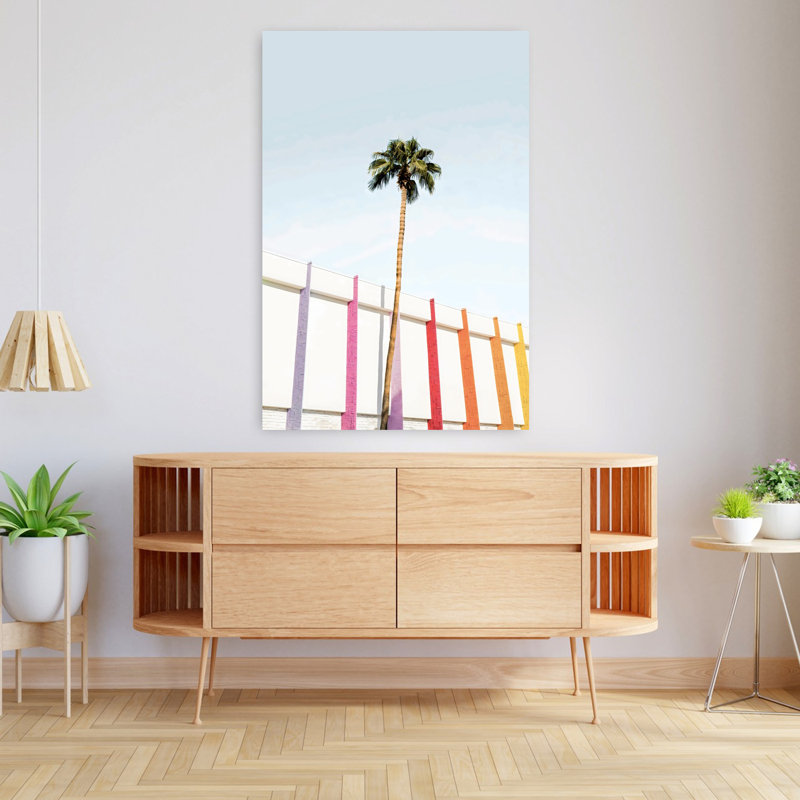 «Palm Spring Colors 2», art mural contemporain abstrait, H 48 po x l 32 po