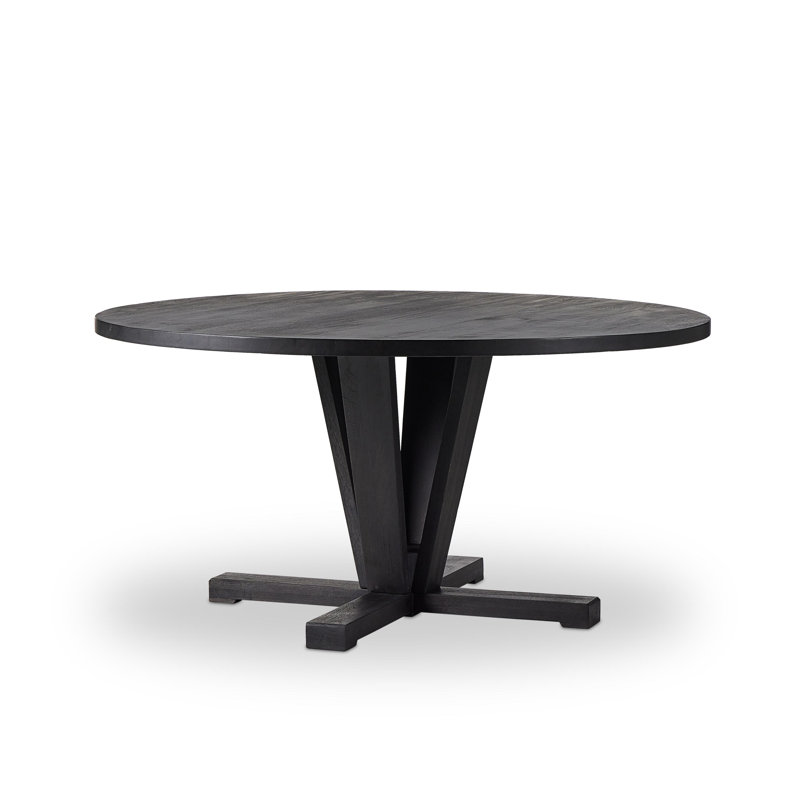 Cobain Round Solid Wood Dining Table, 30" H x 60" W x 60" L, Flint Black