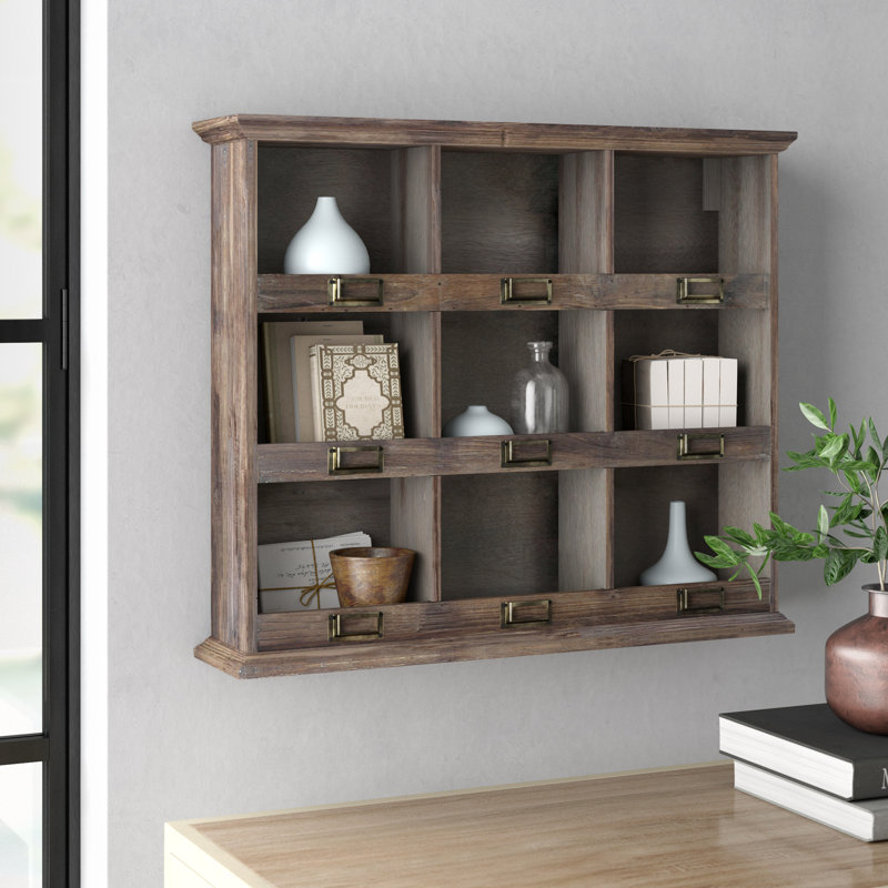 Paliwal 9 Piece Square Fir Solid Wood Floating Shelf, Brown