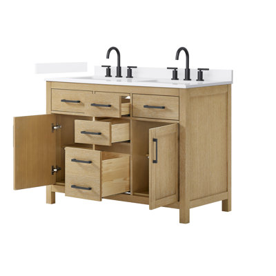 Beckett 48" Freestanding Double Bathroom Vanity with Quartz Top
