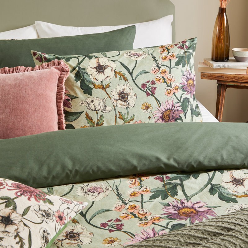 Wylder Cotton Blend and Cotton Floral Duvet Cover Set with Pillowcases, Double Duvet Cover + 2 Standard Pillowcases
