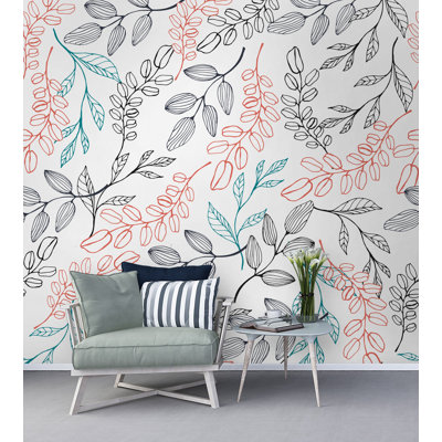 Papier peint amovible avec branches et plantes