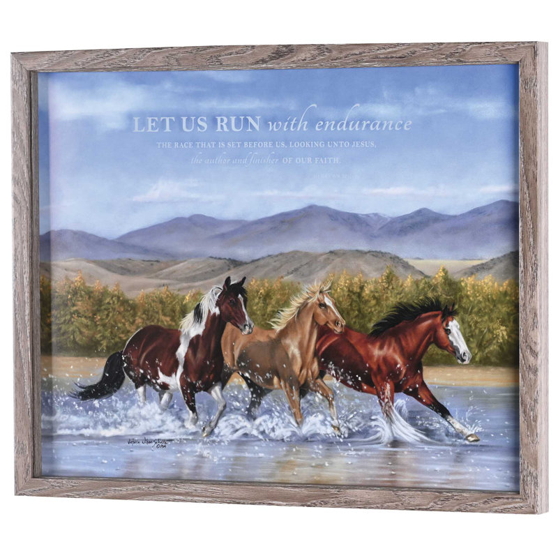Framed Wall Art Horses Run W/Endurance