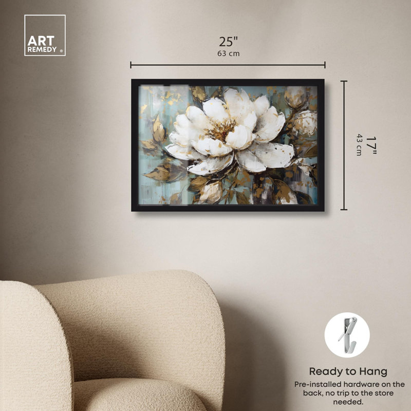 «Glam Flower», art floral rose par Shadowbox, Noir, H 17 po x l 25 po