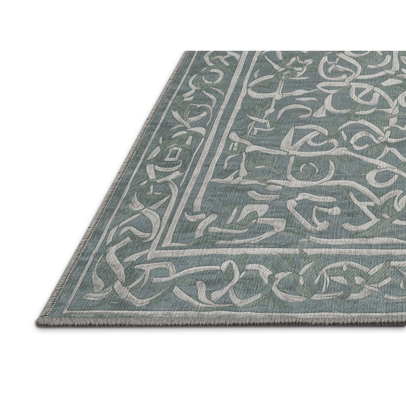 Machine Washable Gray Area Rug, Runner 2' x 5'