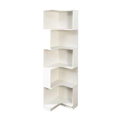Étagère d'angle avec bibliothèque à 5 niveaux avec chicane