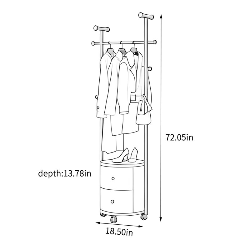 Compact Multi-Functional Wardrobe, Black