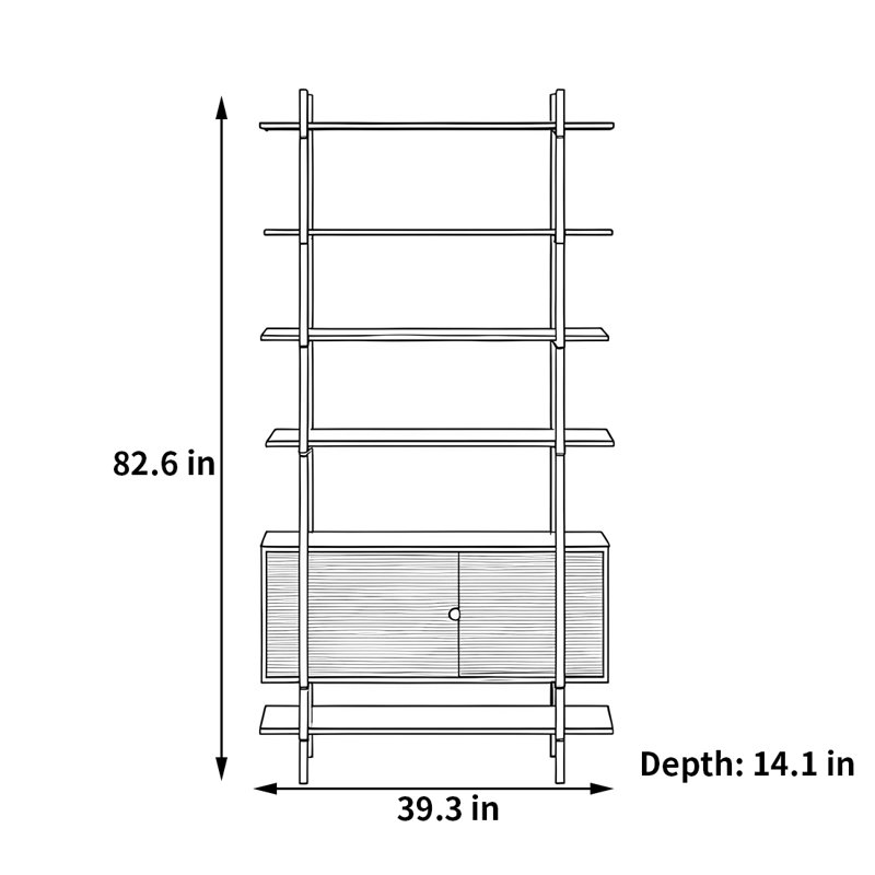 Bassilly, (6 Shelves) 82.6"H x 39.3"W x 14.1"D, Brown