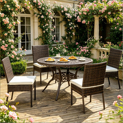 Chaises de cuisine d'extérieur, chaises de salle à manger d'extérieur en rotin, chaises de jardin (chaises 4 pièces)