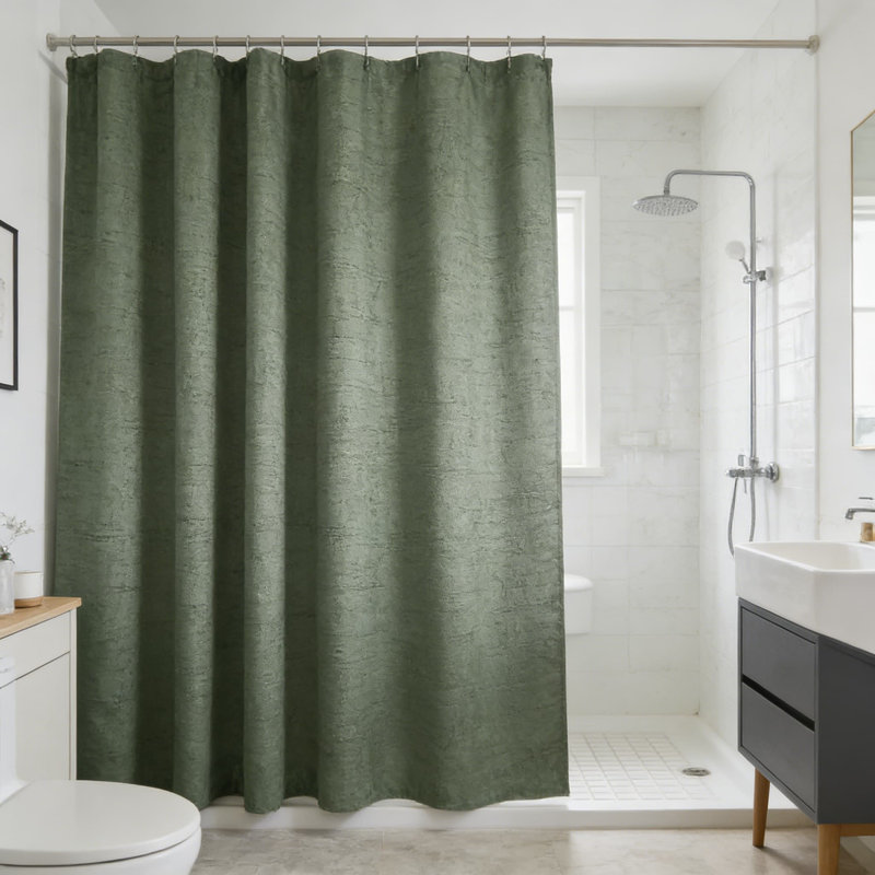 Ensemble de rideau de douche 3 en 1 avec doublure et crochets, rideau de douche en tissu imperméable pour salle de bain, solution de salle de bain complète avec doublure magnétique pour un confinement supérieur de l'eau