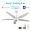 Ventilateur de plafond intelligent à 52 pales 52 po avec télécommande DEL, ensemble d'éclairage inclus-1331625110