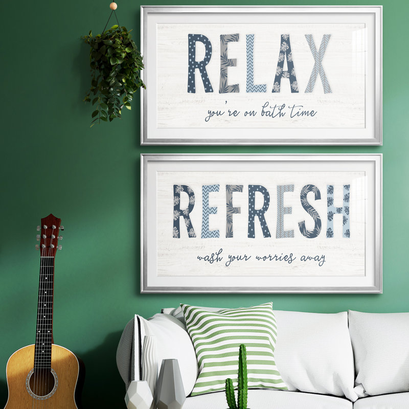 Relax - ensemble d'art textuel 2 pièces, Noir, H 14,5 po x l 53 po x P 1,5 po